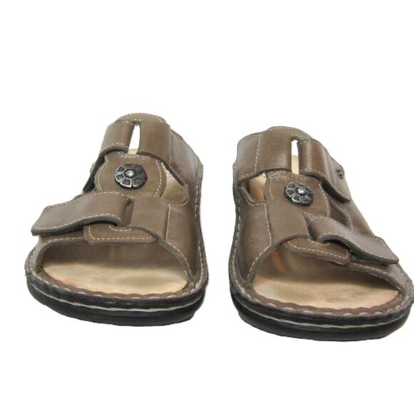 Finn Comfort EU 37 US 6 6.5 Womens Pattaya Taupe Brown Leather Slide Sandals - Picture 6 of 10